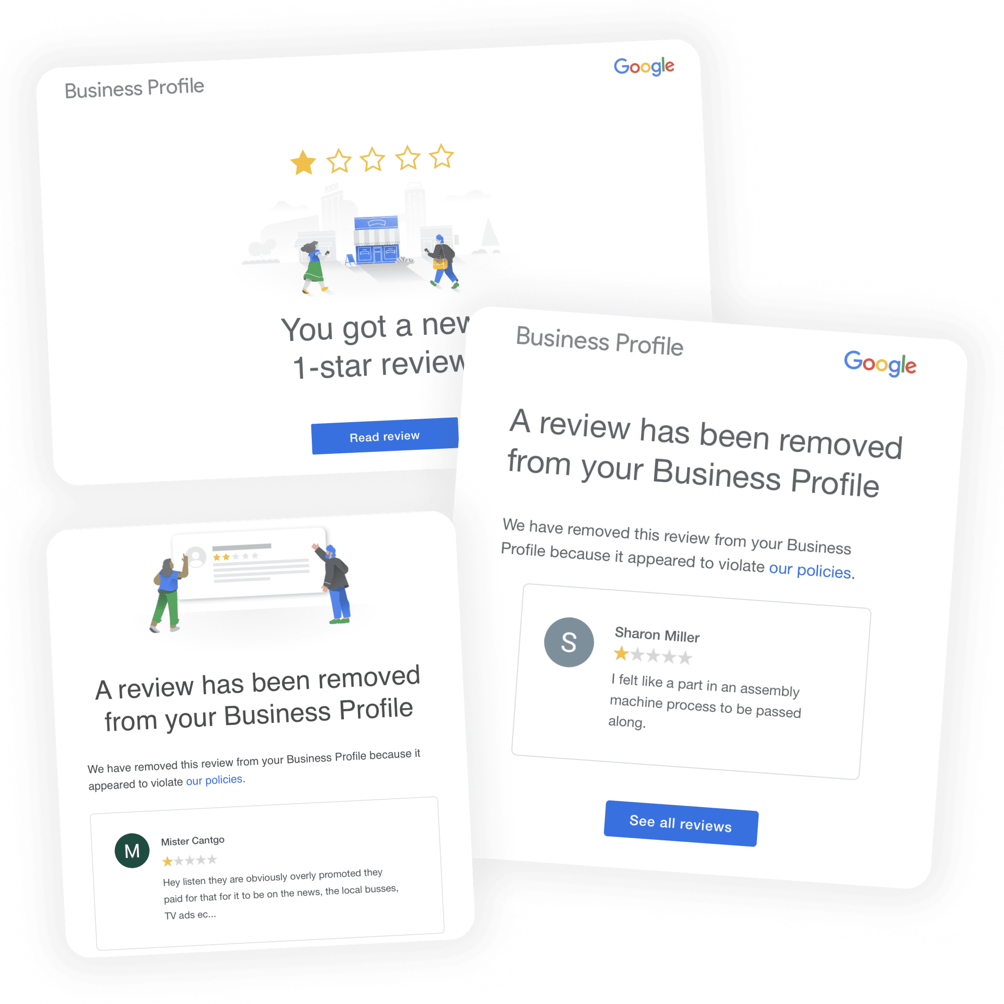 Google review removed from business profile
